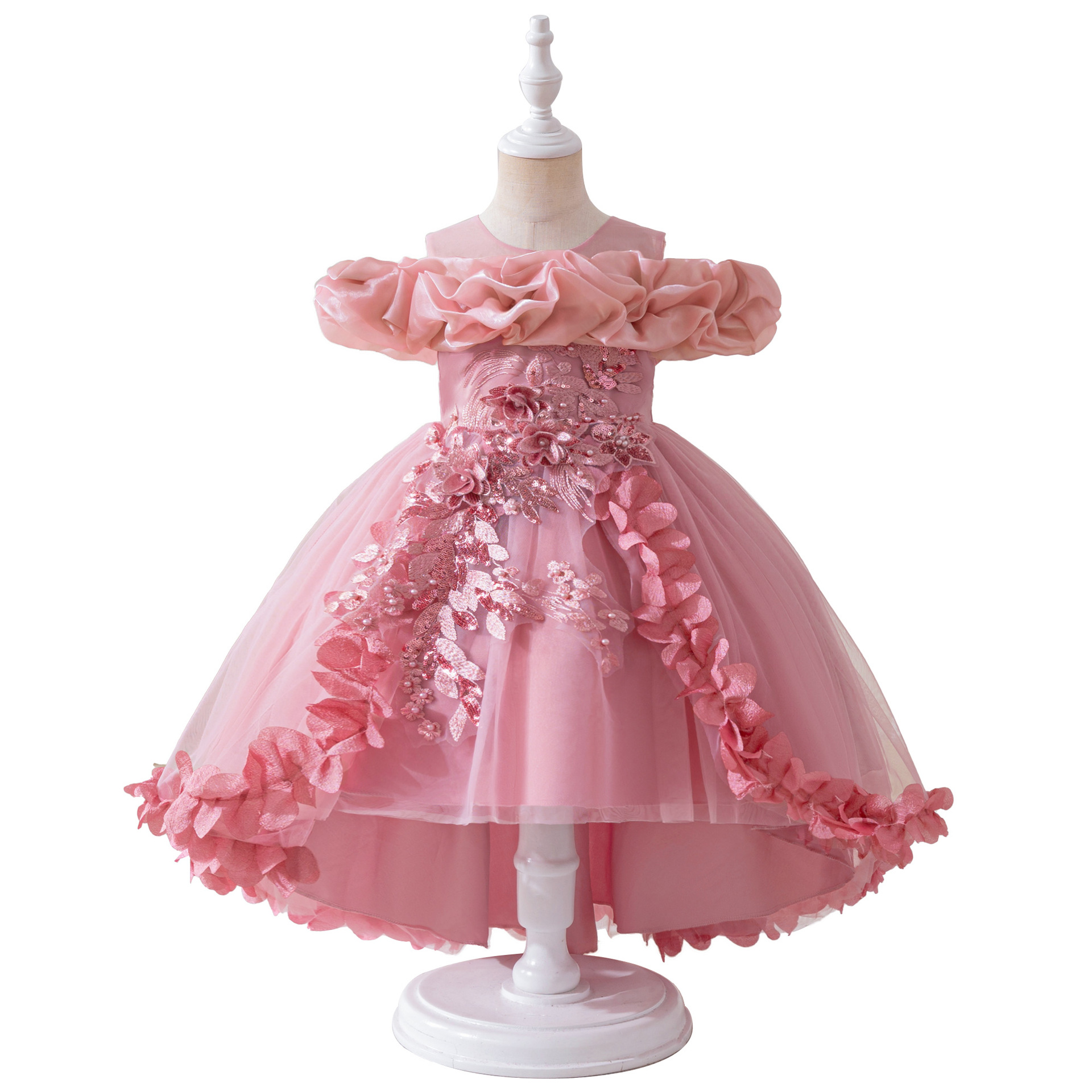 Vestido de comercio exterior, vestido de princesa de niña, vestido de piano, vestido de fiesta, vestido de hombro