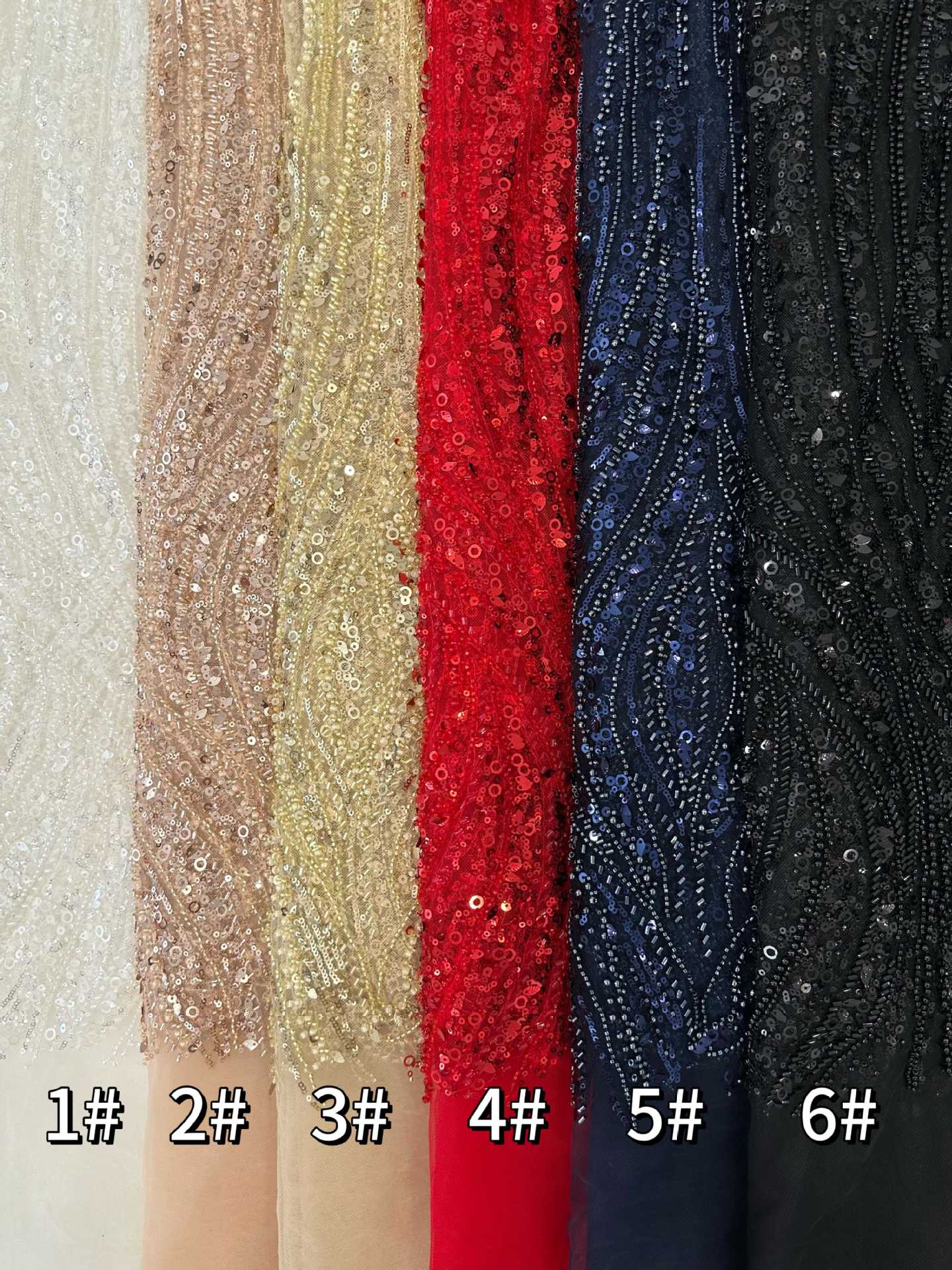 Hoja de madera sequin bordado tela de lujo ligero estilo francés vestido de boda vestido de moda de fiesta vestido de cena tela image 7