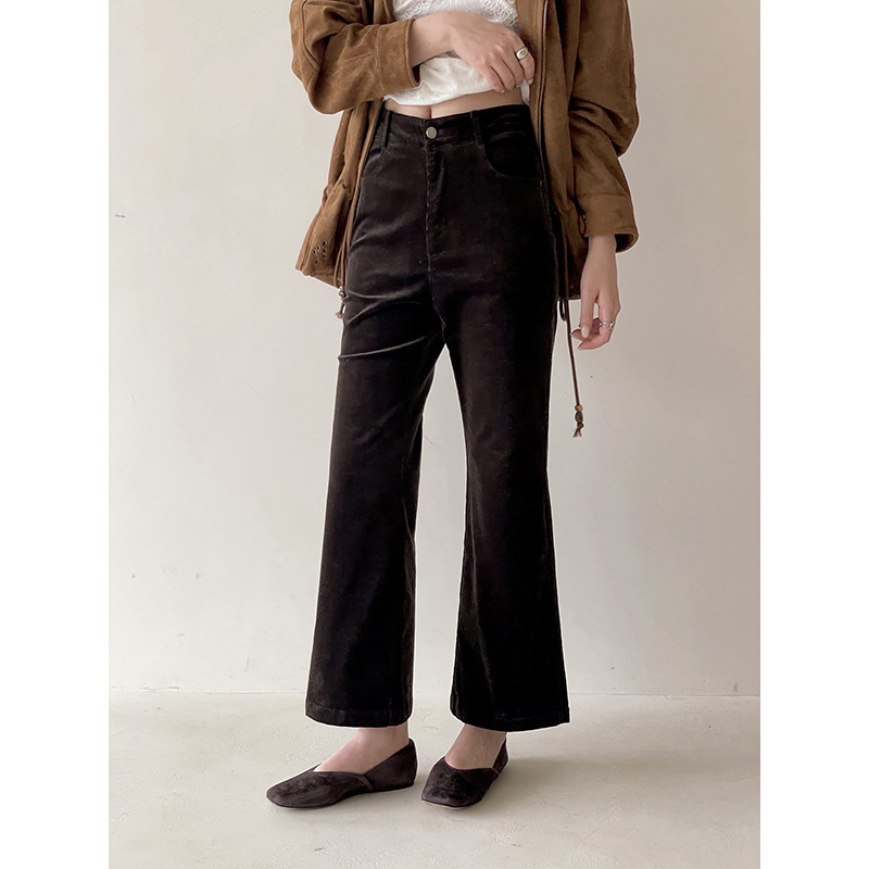[London Holiday] Geming Corduroy Flared Casual Cropped Pants 2026 Autumn Commute Jeans BN634
