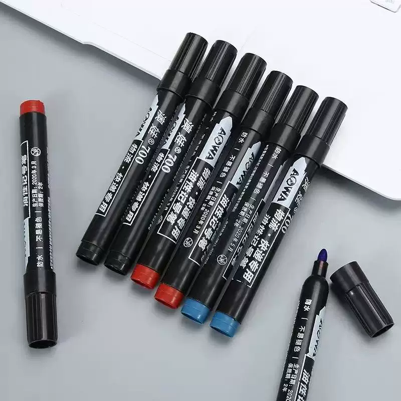 Black red pack, blue marker, stationery