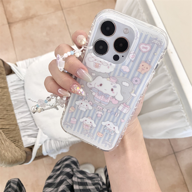蓝色条纹爱心玉桂狗适用iPhone16苹果15ProMax/14/13手机壳新款女|undefined