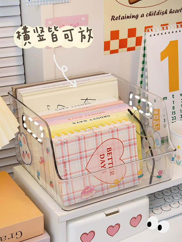Acrylic transparent book storage box Small students put book shelf desktop desktop desk reconstruction supplies full set