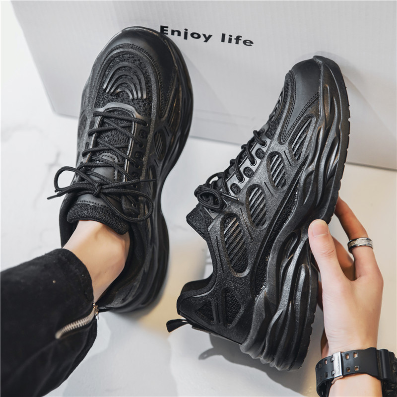 One piece drop shipping sneakers for men, mesh breathable casual shoes for couples, new versatile height increasing dad shoes, men's ins style_voghion.com