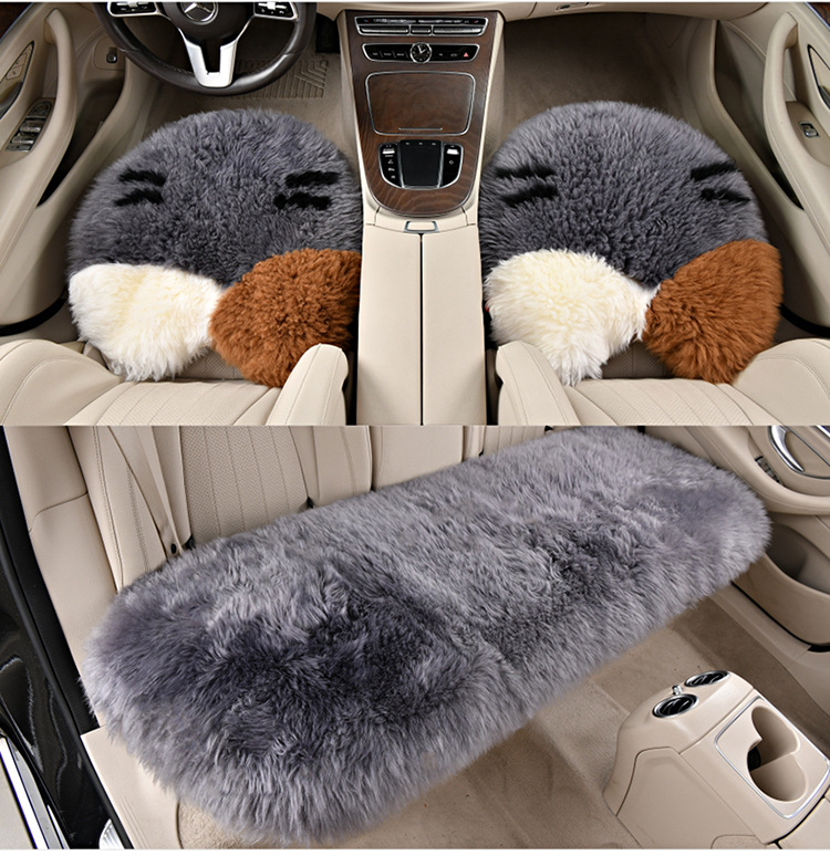Pure Wool Car Single Seat Winter Cashmere Shear Plush Real Fur One-piece Rear Warm Ass Pad