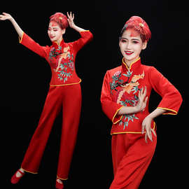 新款广场舞服装女古典舞扇子舞民族舞蹈中老年表演服秧歌舞演出服