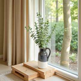 清冷绿尤加利叶仿真心形桉树叶手感绿植装饰叶子插花摆件