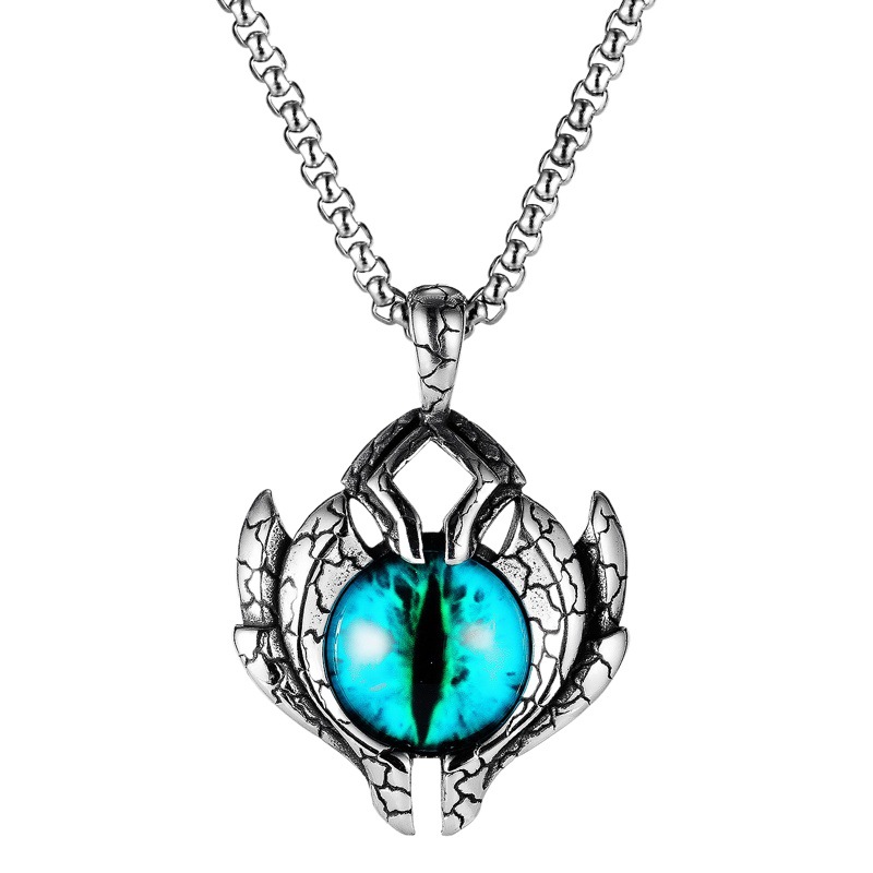 Europa y América retro Ojo Del Diablo collar de acero titanio Tongtian Evil Eye hombres creativo punk suéter cadena la joyería