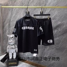 跨境新款正确版Chrome Hearts 克罗伈T恤梵文圆领T花臂冰球服套装