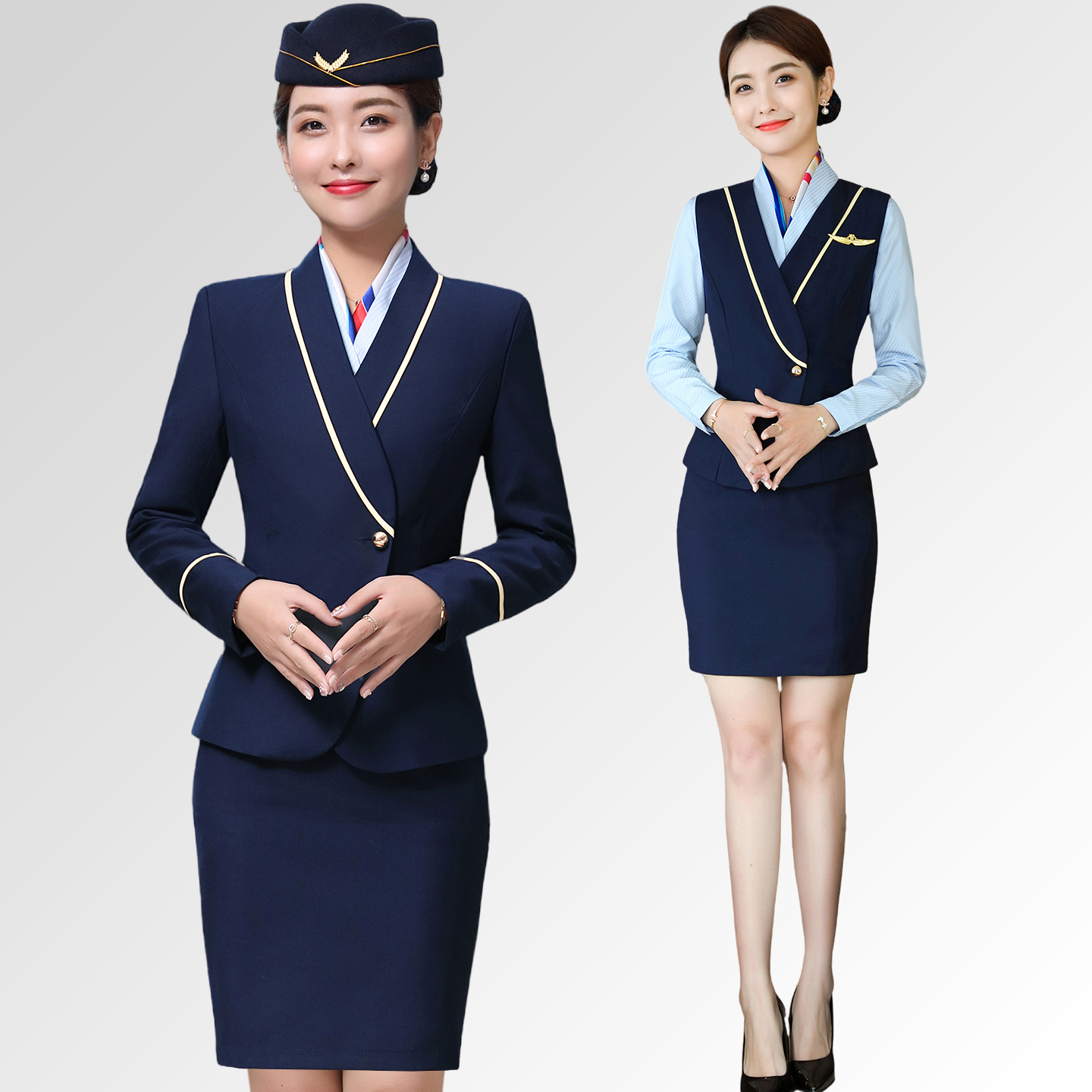 Professional Women's Suit, High-End China Southern Airlines Stewardess Uniform, Stewardess Etiquette, High-Speed Rail Attendant, Front Desk Attire, Summer