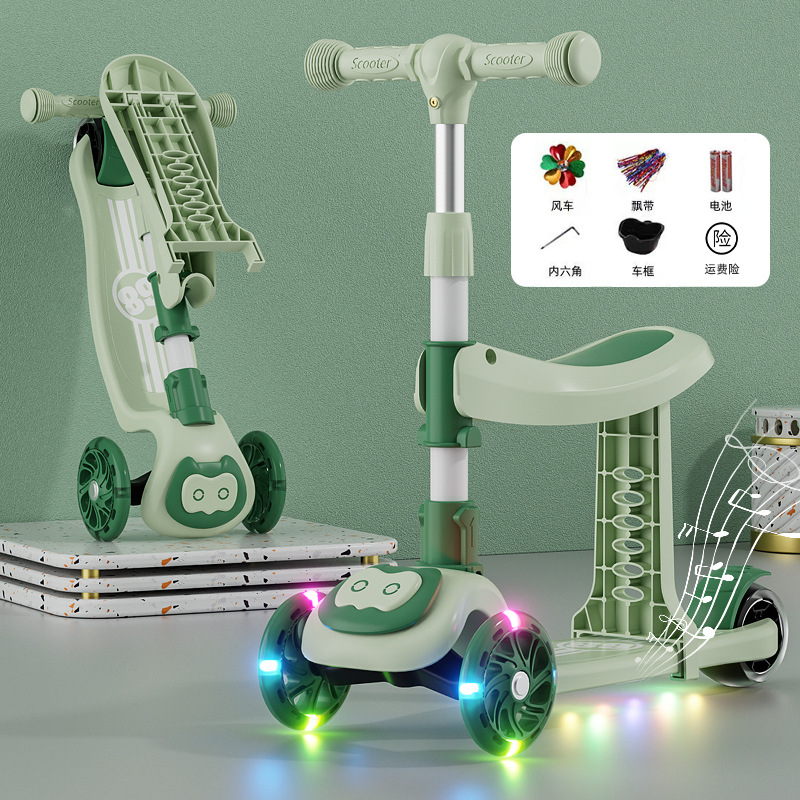 El nuevo Scooter para niños con asiento puede sentarse y deslizarse tres en uno niños y niñas de tres ruedas 1-2-3-5-6 AÑOS NIÑOS