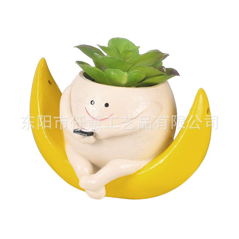 Crescente verde sofá colgante de resina azul pequeño colgante de maceta de flores para el hogar jardín jardín bonsai decoración artesanía ornamentos