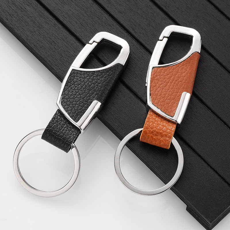 Spot Creative Metal Keychain Gift Men's Car Leather Keychain Men's Waist Buckle Processing Keychain