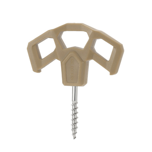 Outdoor hand-tightened plastic ground nails, deck nails, camping luminous tent canopy nails, three-eye stainless steel threaded ground nails
