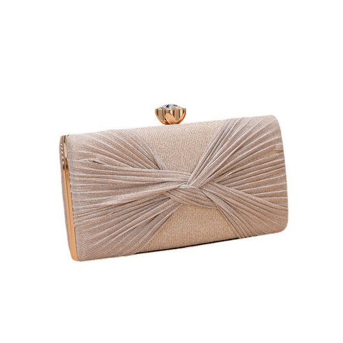 Cross-border new European and American dinner bag, women's solid color pleated hand box PU leather banquet party dress bag