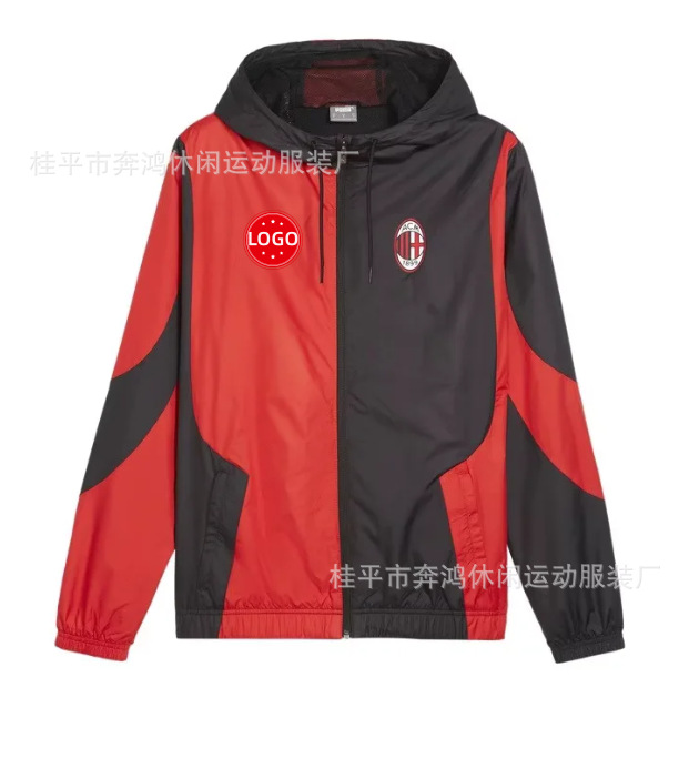 2526 chaqueta de fútbol con capuz nueva chaqueta de calentamiento a prueba de viento Barcelona Arsenal Real Madrid Manchester United chaqueta deportiva