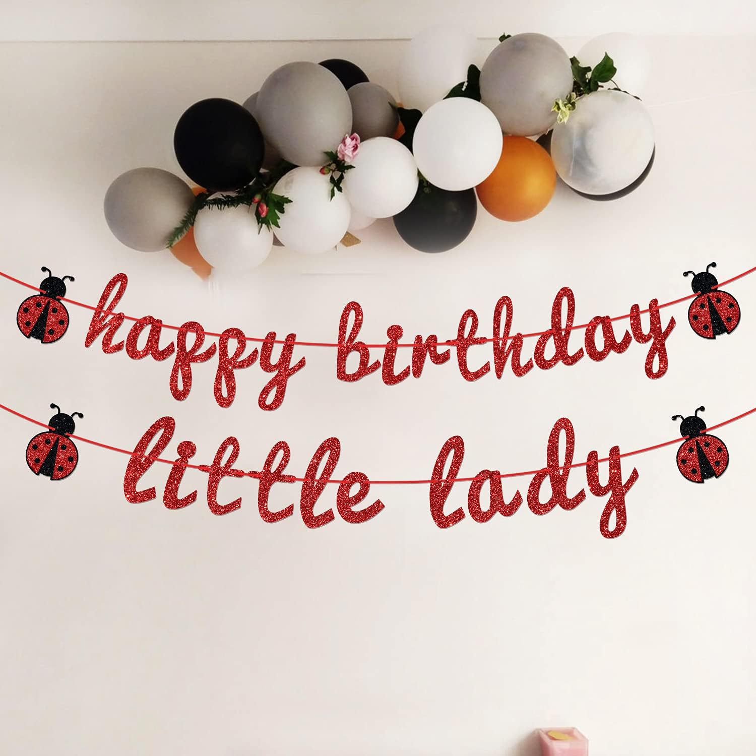 Ladybug tema baby shower party decoración tira banderas banderas de bienvenida de bebés banderas de dibujos animados