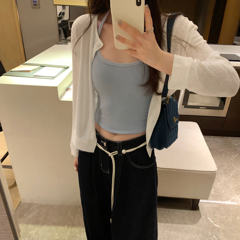 小香风圆领长袖开衫外套T恤女春秋季新款短款设计感外搭气质上衣|undefined