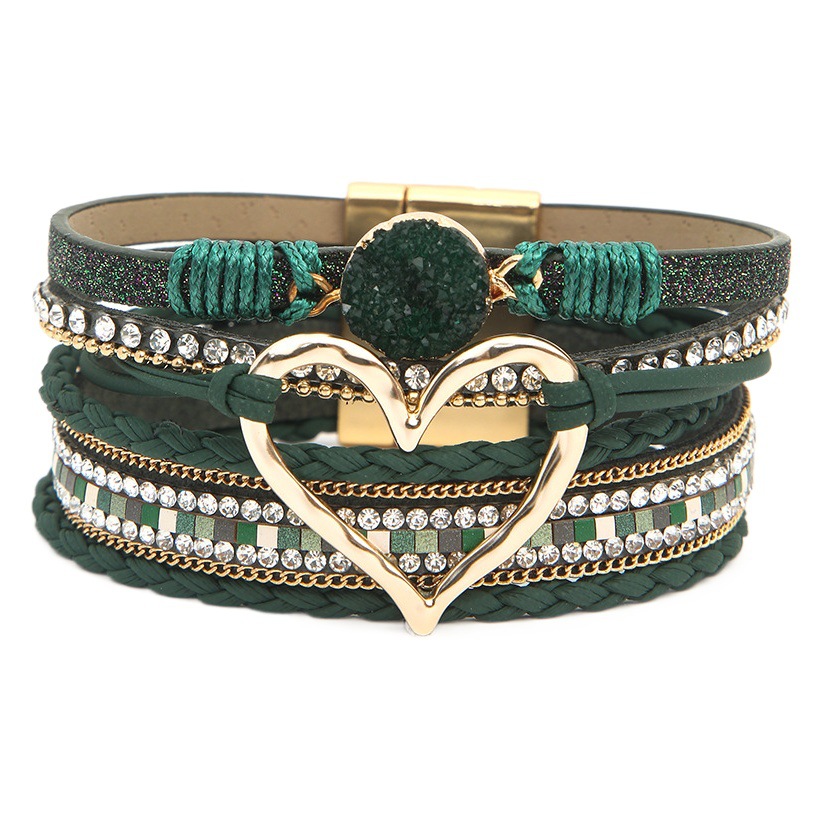 Cross-border Venta caliente bohemio de múltiples capas de cuero pulsera tejida a mano de oro gran amor pulsera de las mujeres