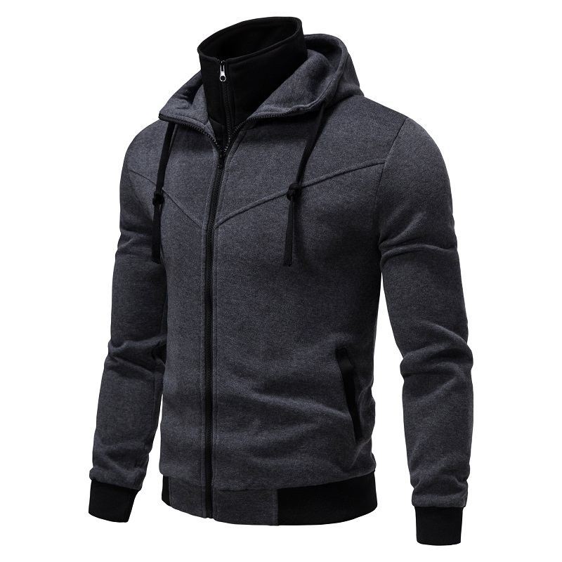 2024 spring clothing new men's fashion casual slim fit contrasting color hooded cardigan hoodie thin jacket_voghion.com