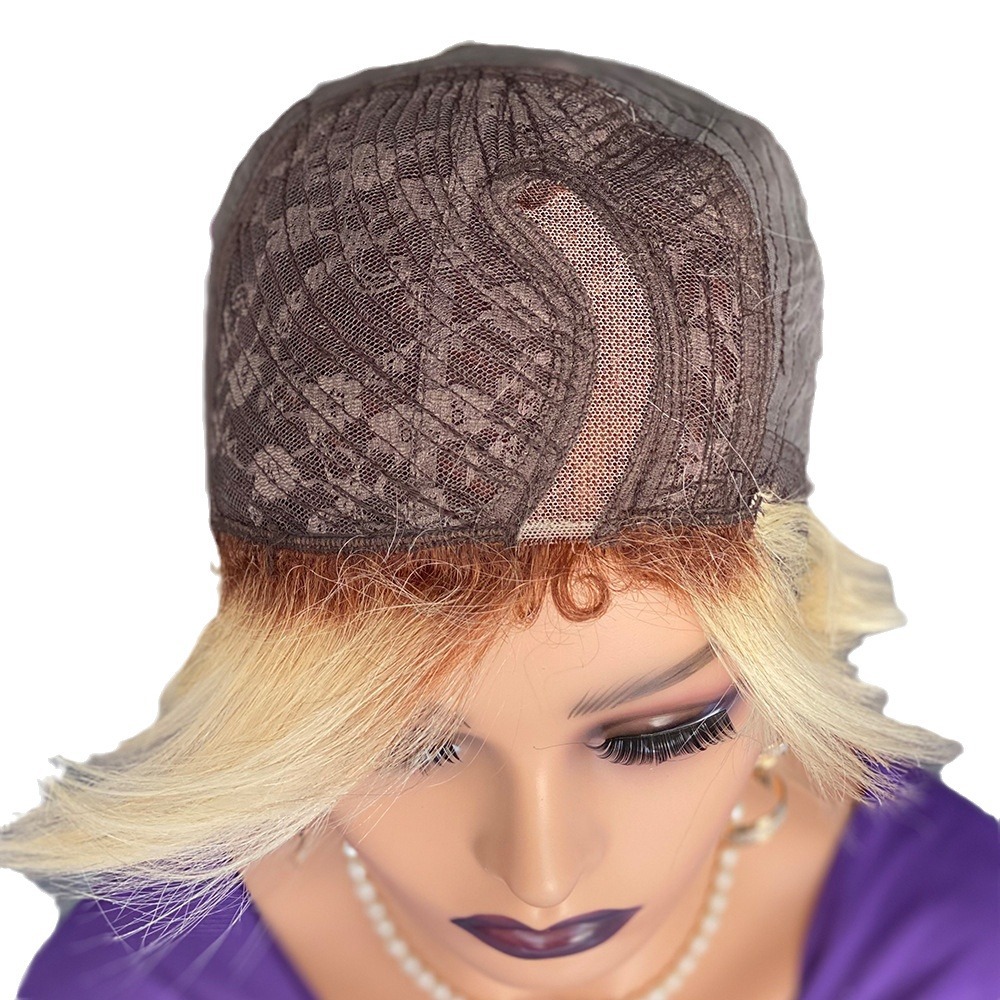 Pixie Cut T4/613Lace parrucca di capelli umani parrucca europea e americana vera parrucca copricapo in pizzo Xuchang_voghion.com