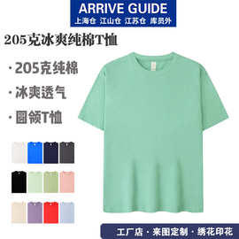绿侣LV205g短袖T恤 冰爽纯棉圆领男装宽松纯色tshirt批发高街ins