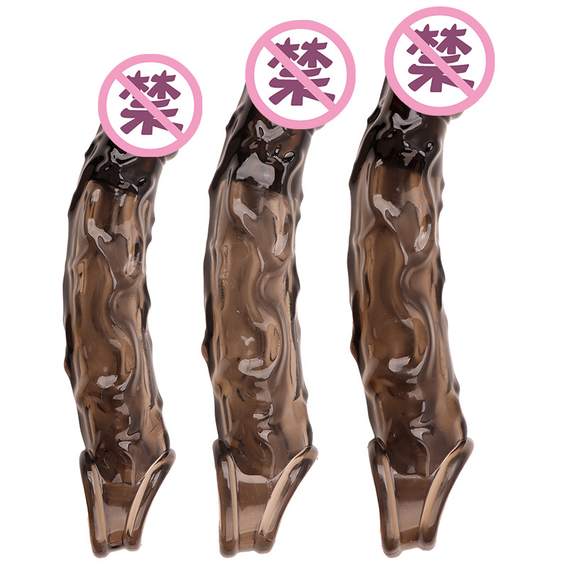 Textured TPE Penis Sleeve with Spikes, Curved Realistic Extender for Ejaculation Control — detail image 5