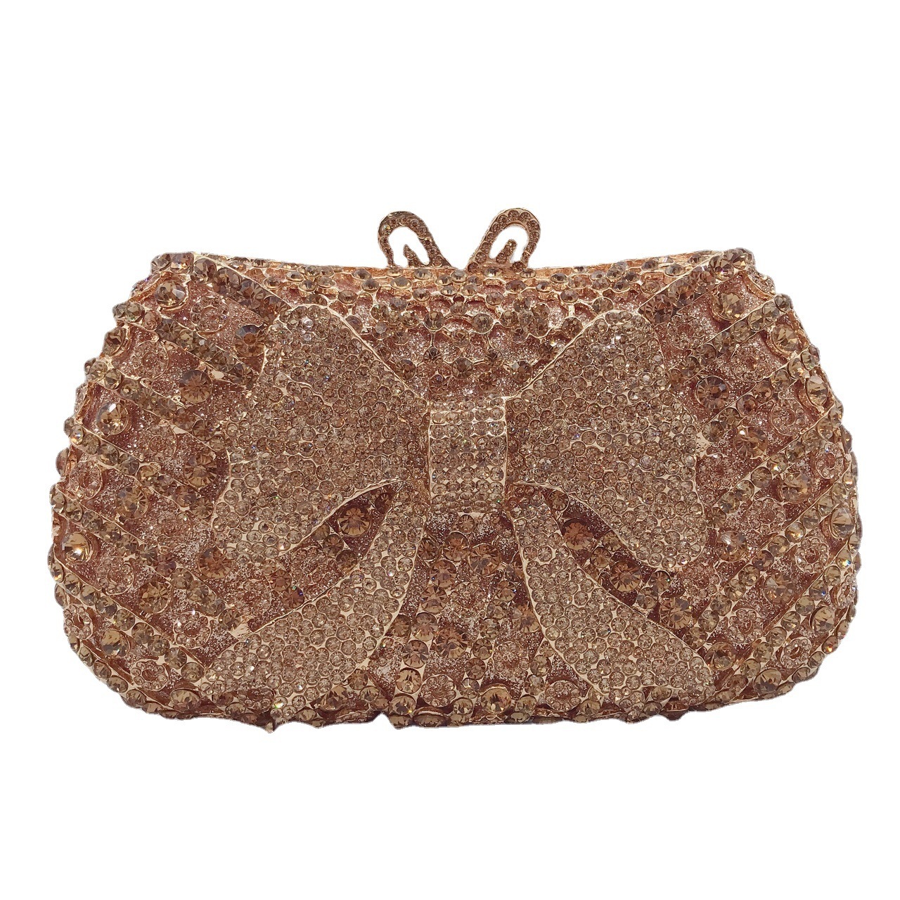 Metal hueco arco con diamantes bolsa de cena transfronteriza bolsa de mujer cadena bolsa de embrague duro