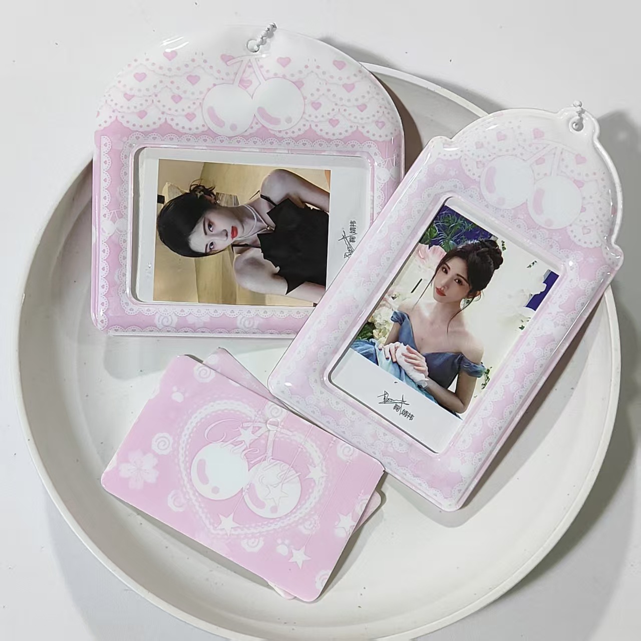 Ins-Style Girly Cherry Print Horizontal and Vertical Card Holder Id Holder Student Creative Pendant