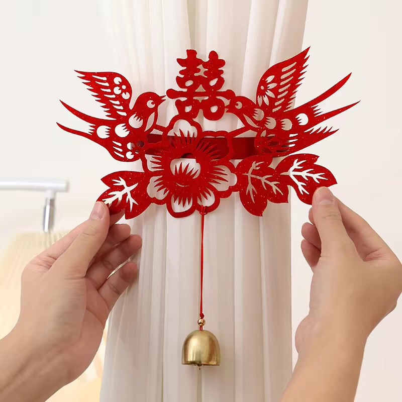 Curtains with Fine Glitter for Wedding Room Decoration, New House Living Room Tie-Backs, Garland Decorations, Wedding Room Tie-Decorations
