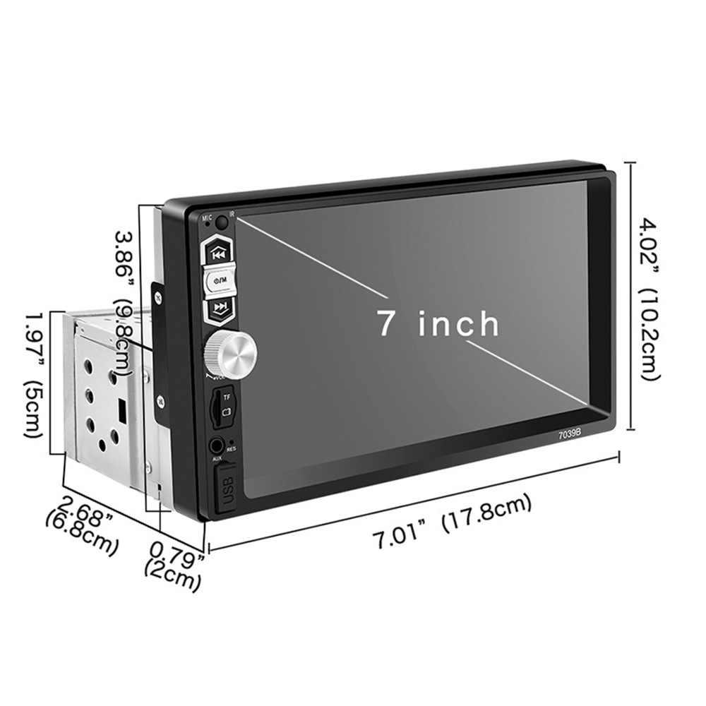 7039B Car-mounted 7inch single-spindle wired CarPlay Bluetooth USB connected reverse MP5 player with colorful lights