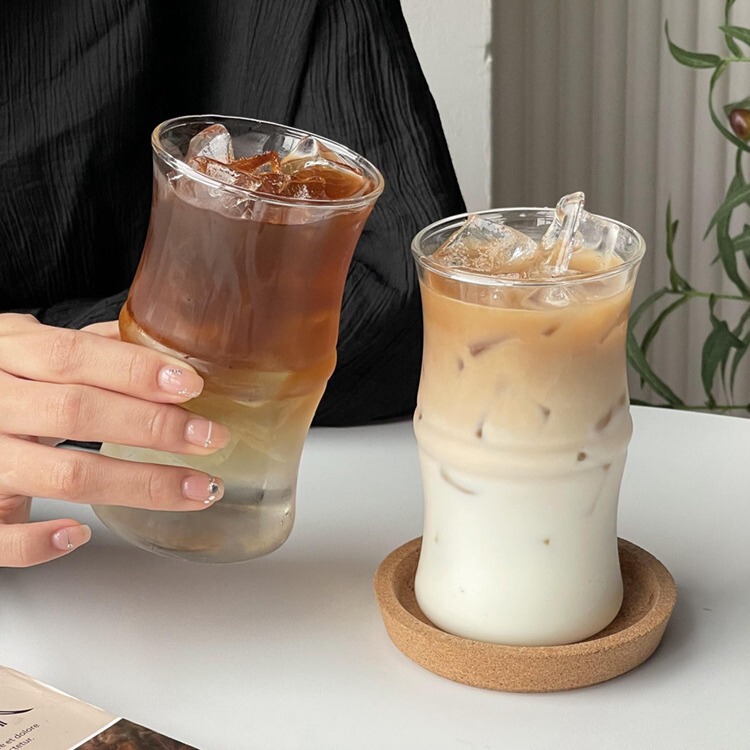 Creative Guofeng Slub Special-shaped High Borosilicate Heat-resistant Glass Matcha Milk Milk Tea Ice American Latte Glass
