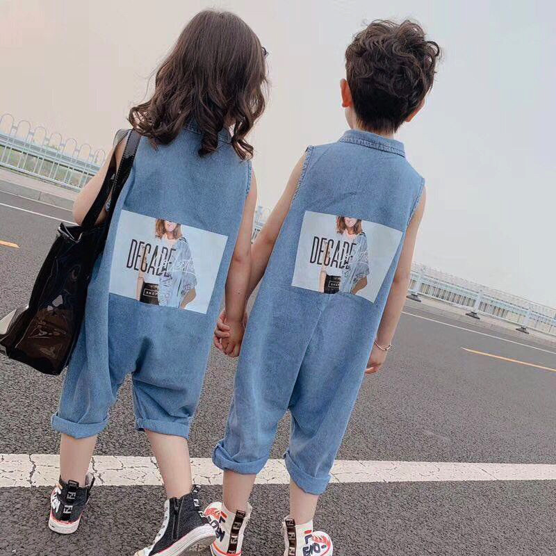 girl Summer wear Sleeveless rompers cowboy Thin section baby Children Conjoined suit the republic of korea Children's clothing One piece On behalf of