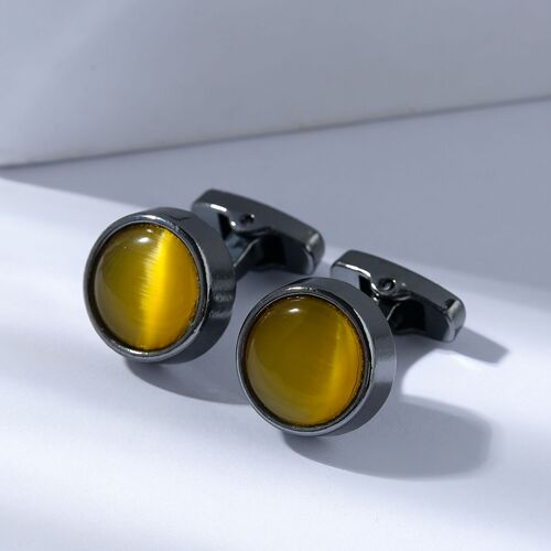 Cross-border classic personalized French shirt cuff cat-eye cufflinks Men's versatile and light luxury round cat-eye cufflinks