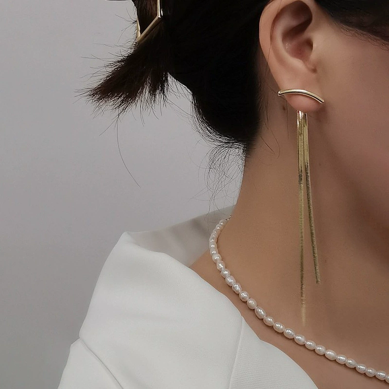 Серьги с кисточками, серебряная игла, двойное ношение, простой и элегантный дизайн, образец серебра 925
