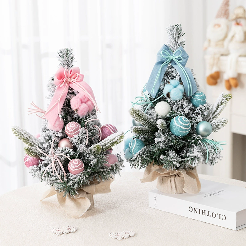 Mini Christmas tree MB‑22B01N XL23B05N, tabletop 30–40 cm, flocked branches, optional lights