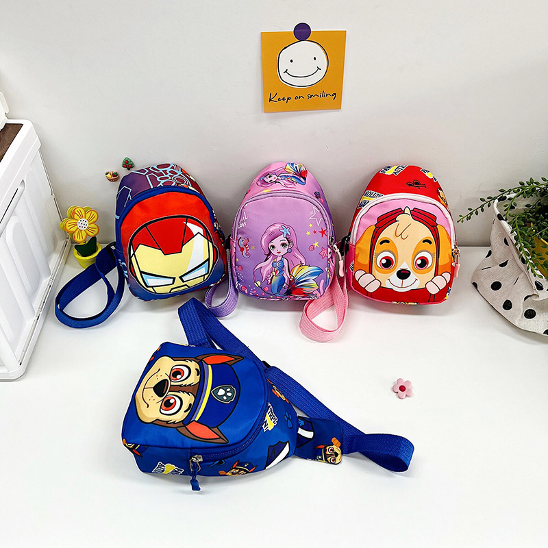 おしゃれで多用途な新作、可愛い漫画柄の子供用チェストバッグ、ナイロン製小型ショルダーバッグ、旅行に便利な軽量スナック・小銭入れバッグ|undefined