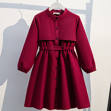 Ropa de otoño para niñas Nuevo vestido elegante Medio y niños grandes estudiante chica estilo universitario manga larga estilo princesa falda primavera y otoño