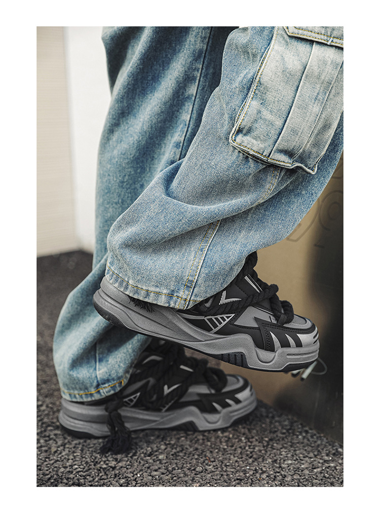 Novos sapatos esportivos masculinos de outono de 2024, sola grossa e antiderrapante, versão coreana, moda moderna, design de nicho, sapatos de pão_voghion.com