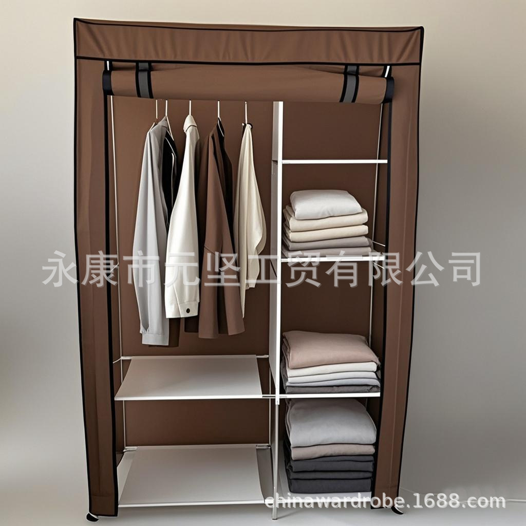 Armario simple, dormitorio, casa de alquiler, armario de tela de montaje económico simple y moderno, armario de almacenamiento, armario de tela individual