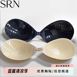 跨境无肩带隐形光面布圆杯聚拢透气硅胶乳贴泳衣婚纱乳贴文胸胸贴