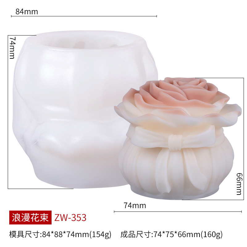 文信 玫瑰花束香薰蜡烛硅胶模具diy扩香石硅胶磨具源头跨境工厂|undefined
