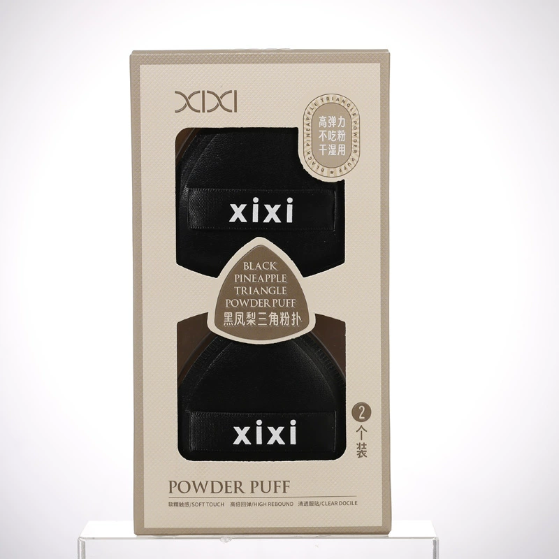 Triangular Makeup Sponge (xixi), Soft Thick Base Puff, Black, Hand-strap Compact