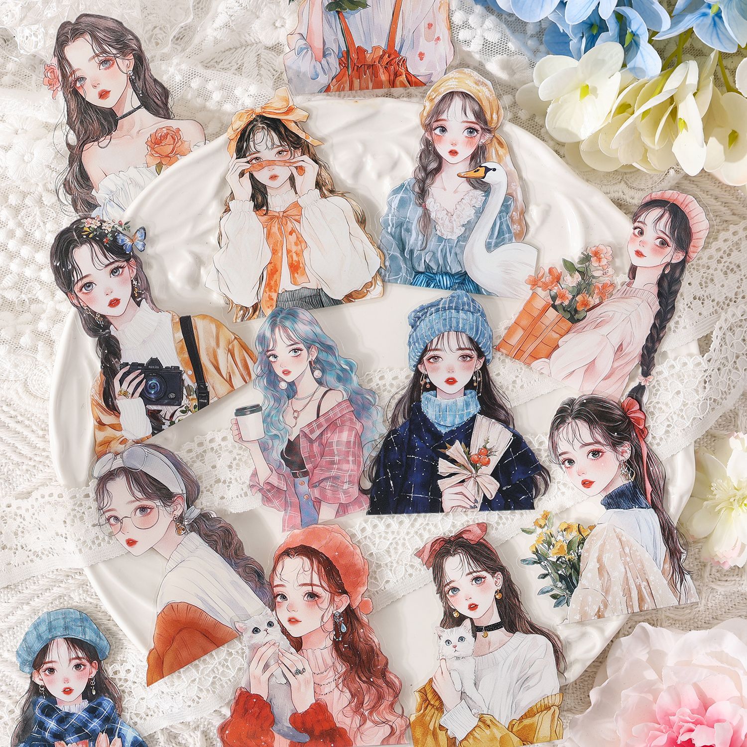 Galaxy Yingyue Series ins paquete de pegatinas de pet fresco pequeño paquete de pegatinas de material de collage de decoración de cuentas de bricolaje