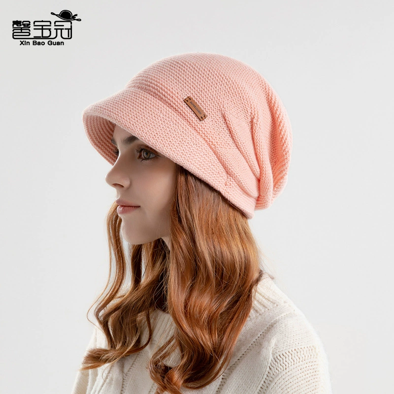 Travel warm knitted hat with brim, packable beanie, multiple colors