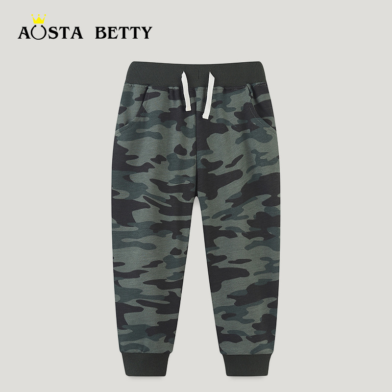 Autumn new children's camouflage pants European and American style boys lace-up toe baby sports pants a generation of hair
