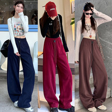 松紧腰休闲香蕉裤女2025秋冬新款显瘦宽松阔腿裤百搭直筒裤卫裤