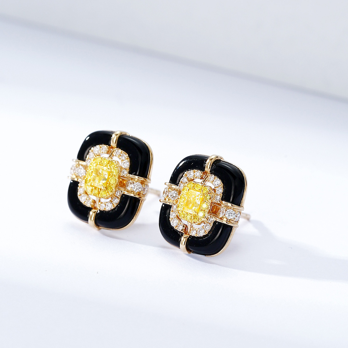 Square Stud Earrings Titanium Steel Hip Hop Style For Unisex_voghion.com