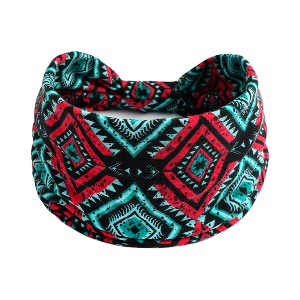 Europa y América nueva impresión elástica deportiva correa de cabello damas banda ancha correa de cabello turbante retrógrado joyas para el cabello de yoga
