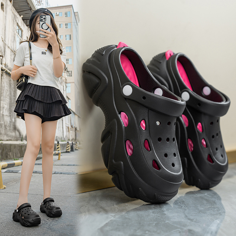 Verano transfronterizo nueva tendencia nueva pareja estilo suela gruesa hogar dos zapatos con agujeros zapatos de jardín casuales antideslizantes