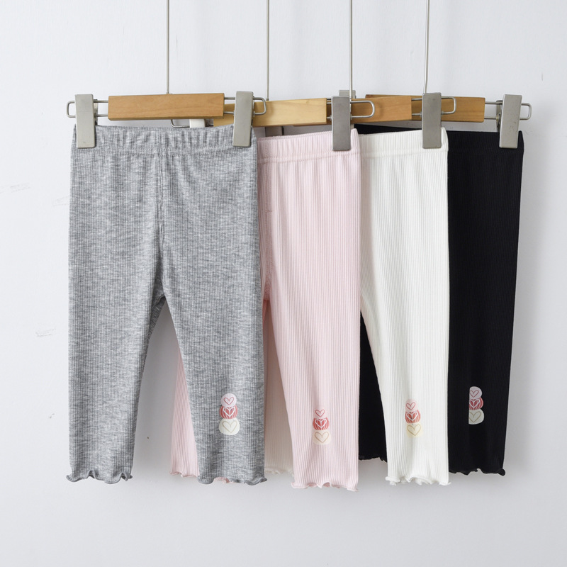 Girls' Leggings, Summer Thin Style, Sizes 90-170, All Sizes Available, Elastic Hem, Breathable Ice Silk Texture, Children's Pants